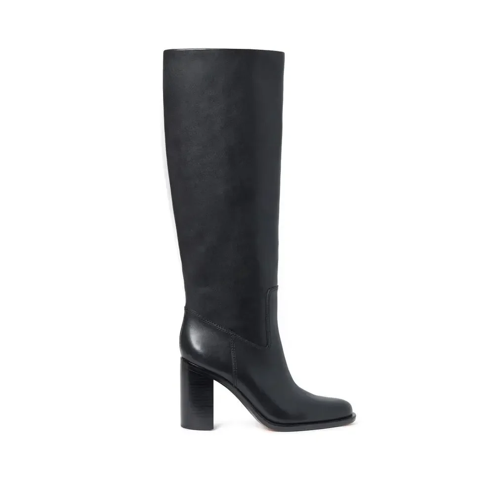 LOEFFLER RANDALL WOMENS HEIDI TALL ALMOND TOE BOOT WITH WELT, BLACK, 9, MEDIUM